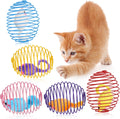 5 Pcs Cat Spring Balls Stretchable Springs Toys Rolling Balls Colorful Playful Coils Interactive Spring Action Toy Caged Rats for Kitten Cat Pet Supplies Indoor (Mouse,Multicolor)