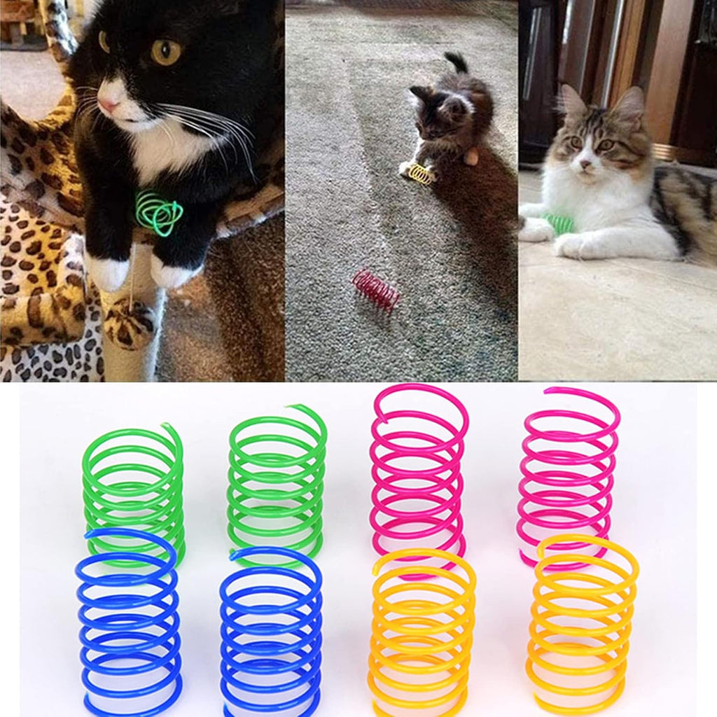 120 Pack Cat Spring Toy - Interactive Plastic Coils for Indoor Cats, Colorful Spiral Springs for Swatting, Biting, Hunting - Active Healthy Fitness Play Kitten Toys
